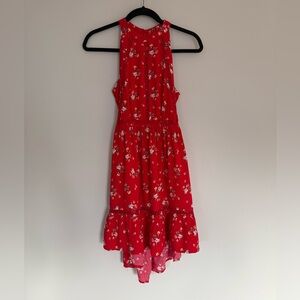 Sunday Mi Amor Floral Red Open Back Dress Size Medium